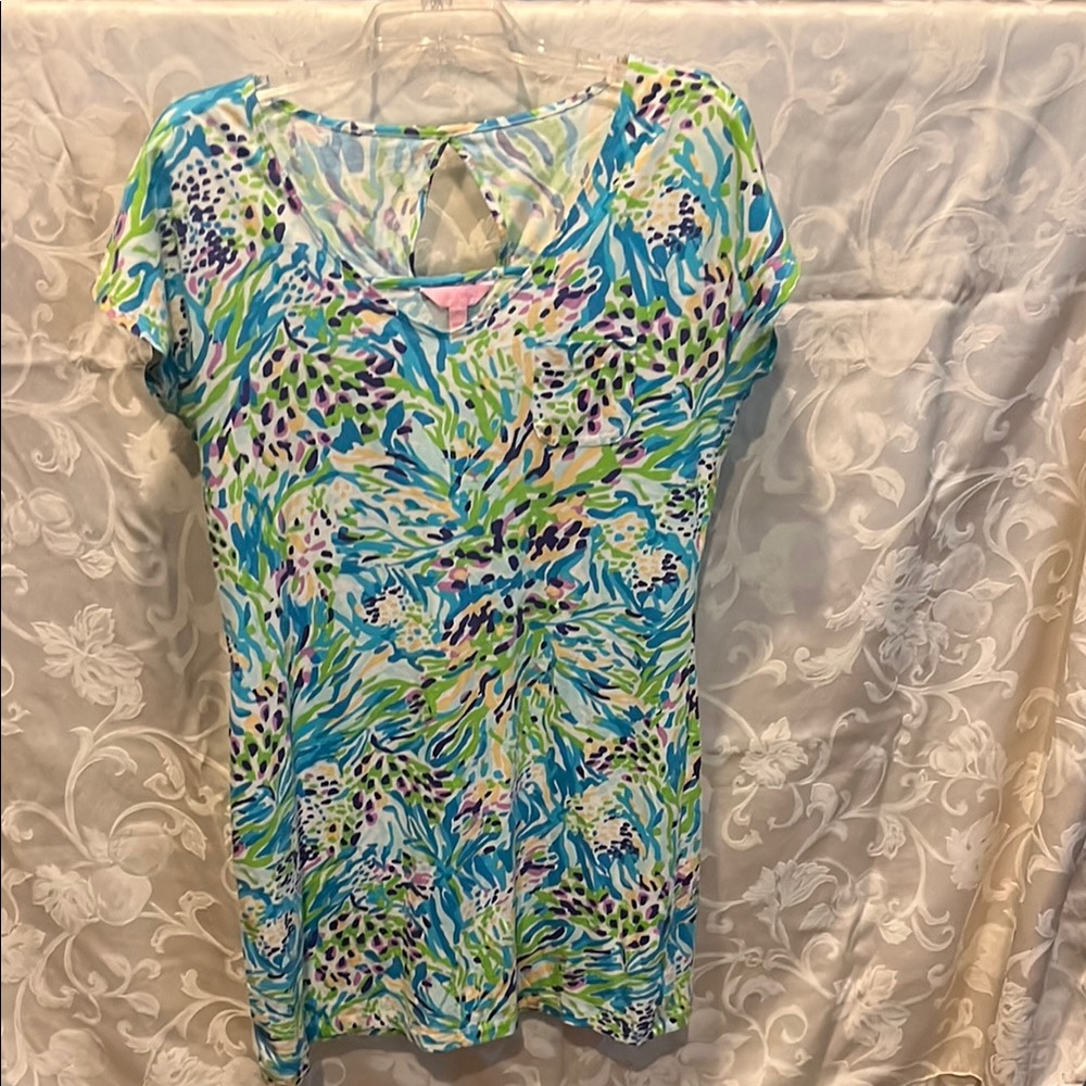 Lilly Pulitzer Blue and Green Graphic Dress